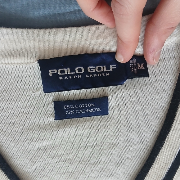 Vintage Ralph Lauren Cashmere Ivory V-Neck Sweater Classic Preppy - Picture 4 of 7